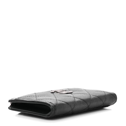 Chanel Caviar Quilted CC Logo Zip Around Card Holder Black 4 of 10