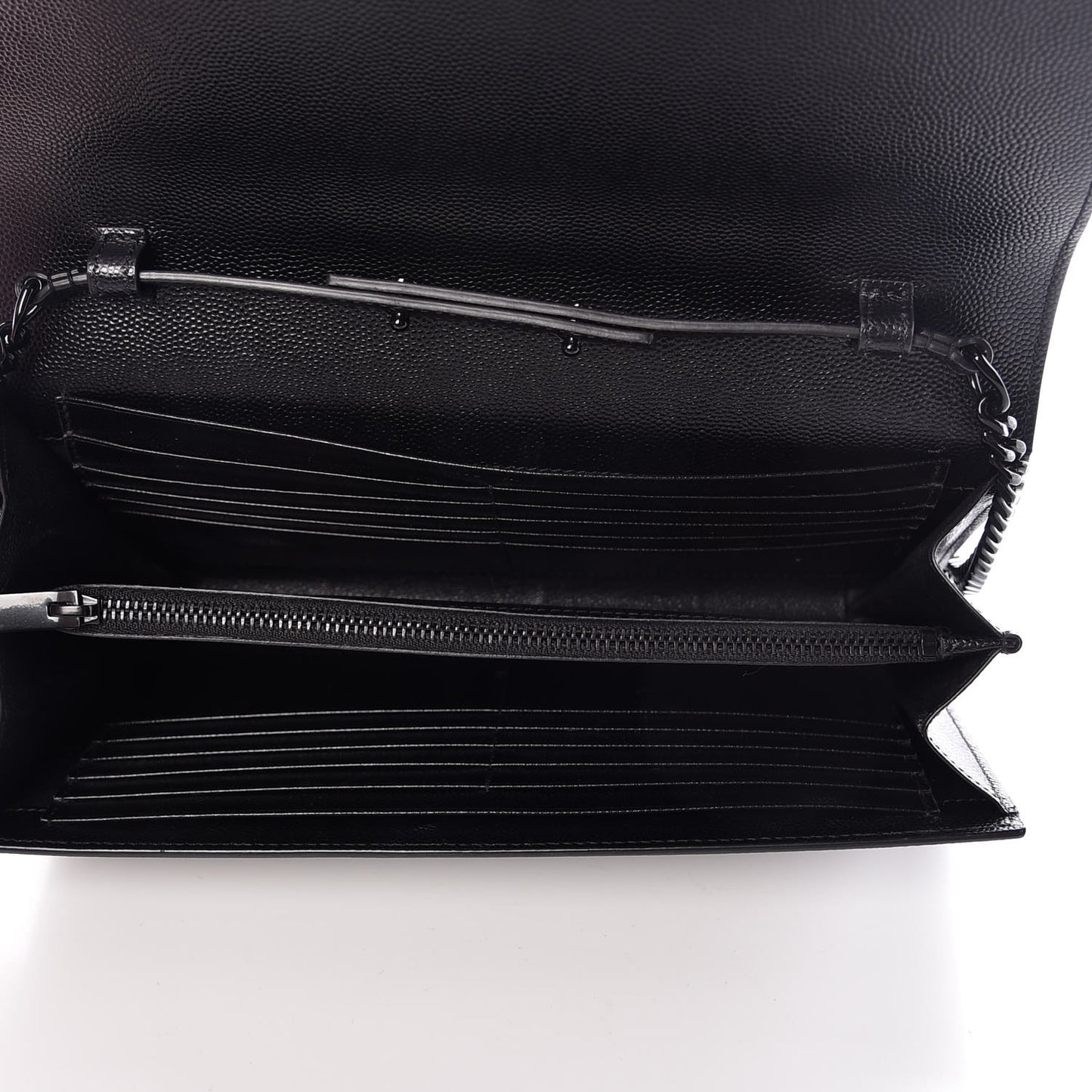Grain De Poudre Matelasse Chevron Monogram Chain Wallet Black