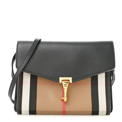 Burberry Derby Calfskin House Check Small Macken Crossbody Bag Black 1 of 13