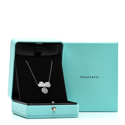 Tiffany Platinum Diamond Large Paper Flowers Pave Pendant Necklace 5 of 5