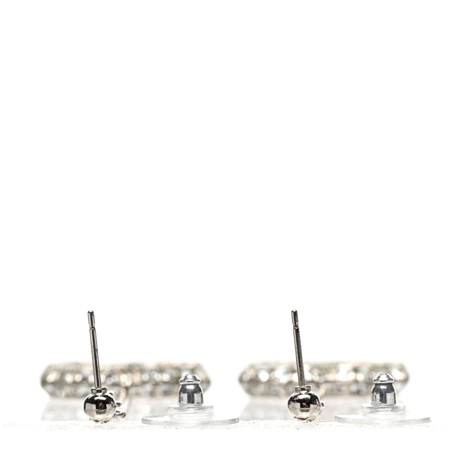 Baguette Crystal CC Drop Earrings Silver