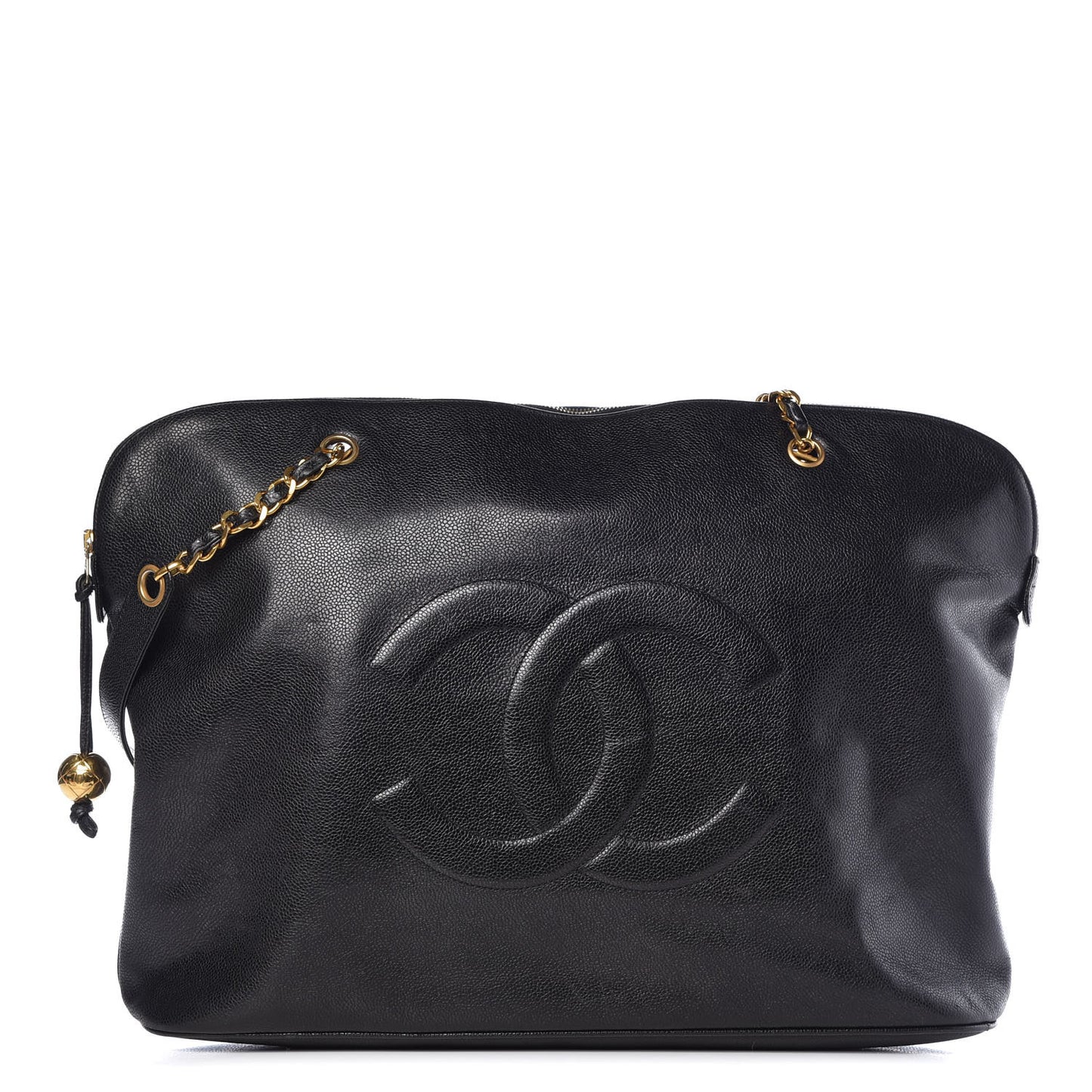 Caviar Large CC Shoulder Bag Black