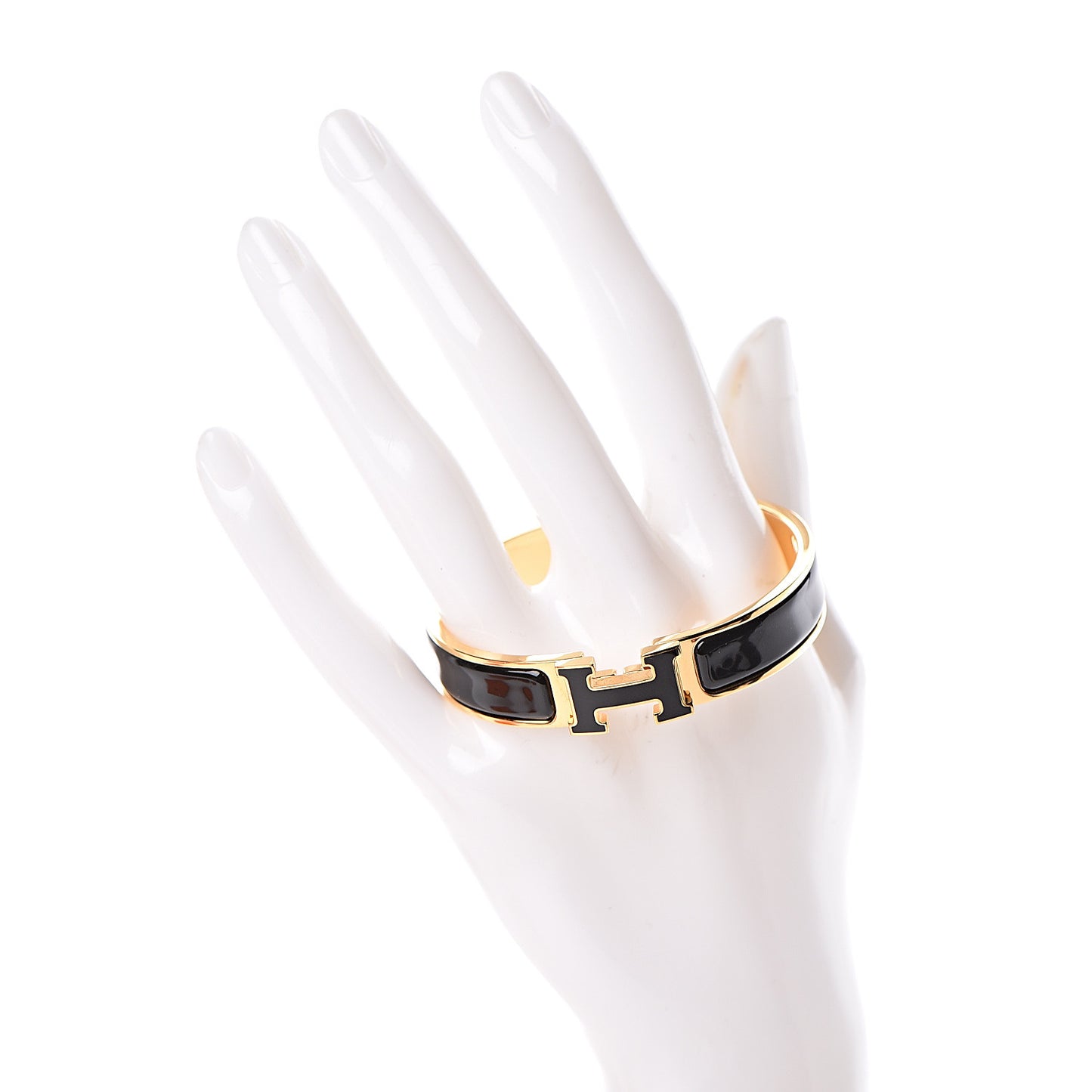 Enamel Narrow Clic Clac H Bracelet PM Black