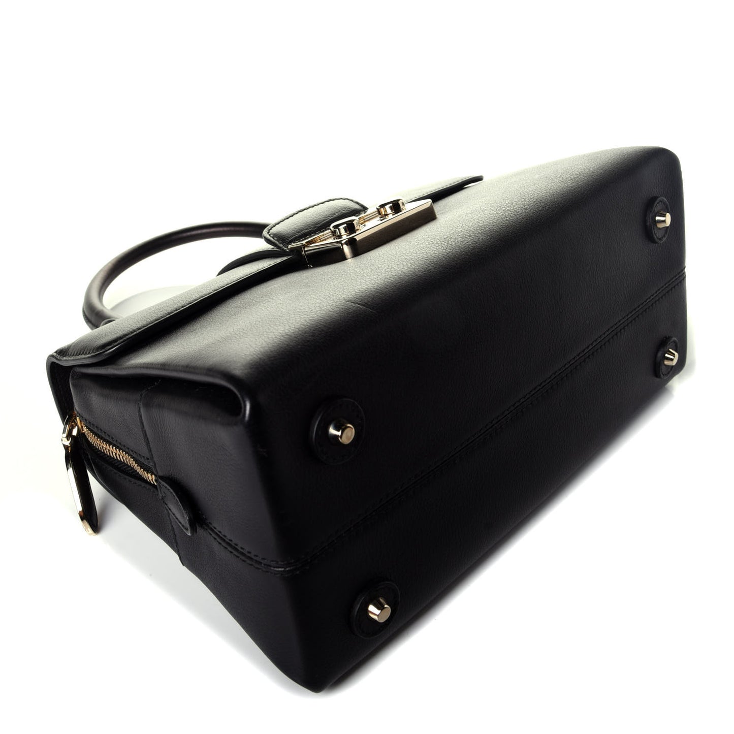Calfskin Top Handle Flap Black