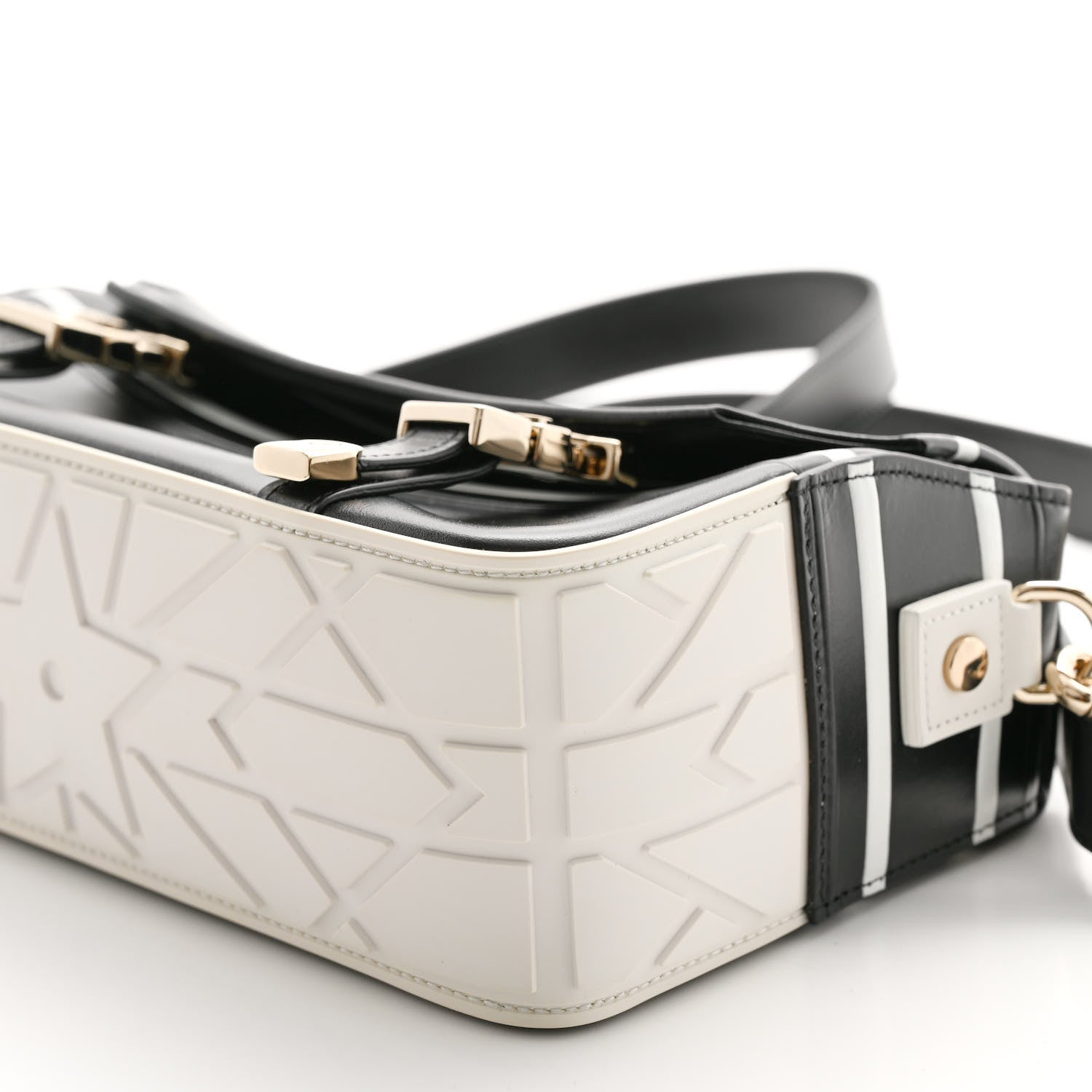 Christian Dior Smooth Calfskin Diorcamp Bag Black White 10 of 10