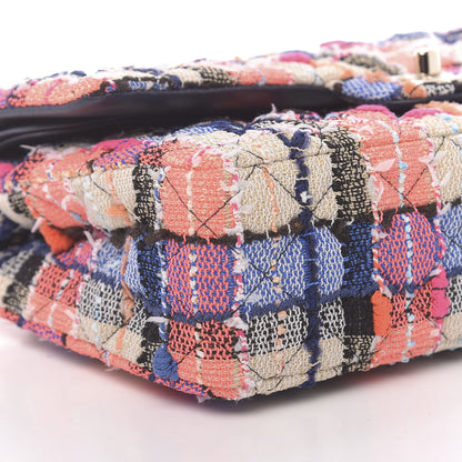 Chanel Tweed Quilted Medium Double Flap Blue Orange Yellow 8 of 11