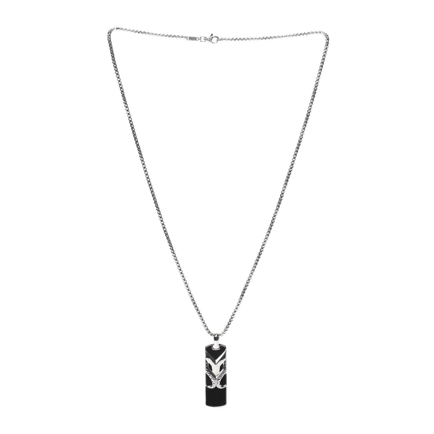 Sterling Silver Black Onyx Asli Dog Tag Pendant Necklace