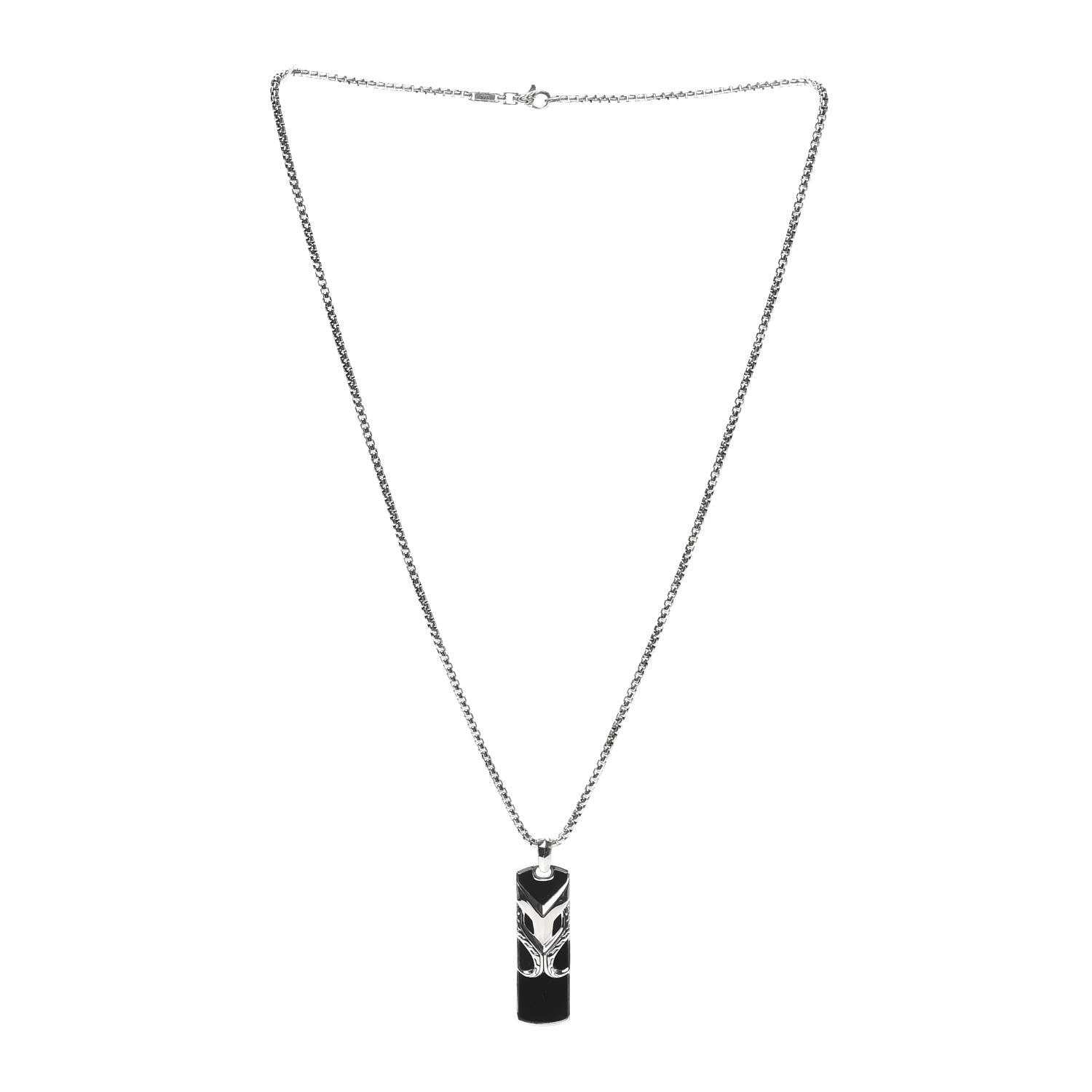 John Hardy Sterling Silver Black Onyx Asli Dog Tag Pendant Necklace 3 of 6