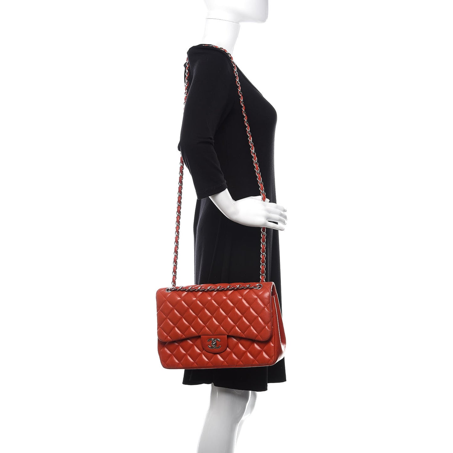 Lambskin Quilted Jumbo Double Flap Red
