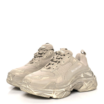 Balenciaga Fabric Mesh Distressed Womens Triple S Sneakers 38 Beige 3 of 7
