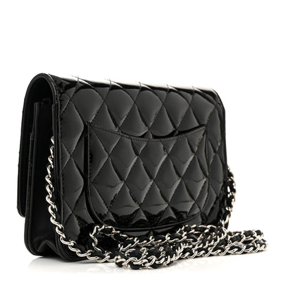 Chanel Patent Calfskin Quilted Reissue Wallet On Chain WOC So Black 3 of 12