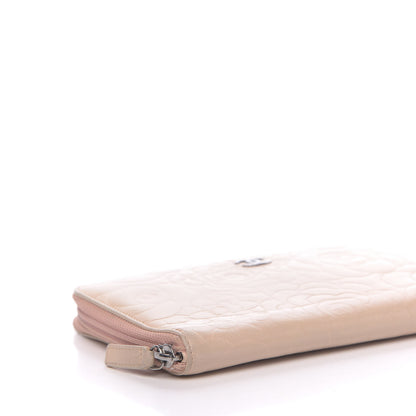 Chanel Lambskin Camellia Embossed Zip Around Organizer Wallet Pink 10 of 11