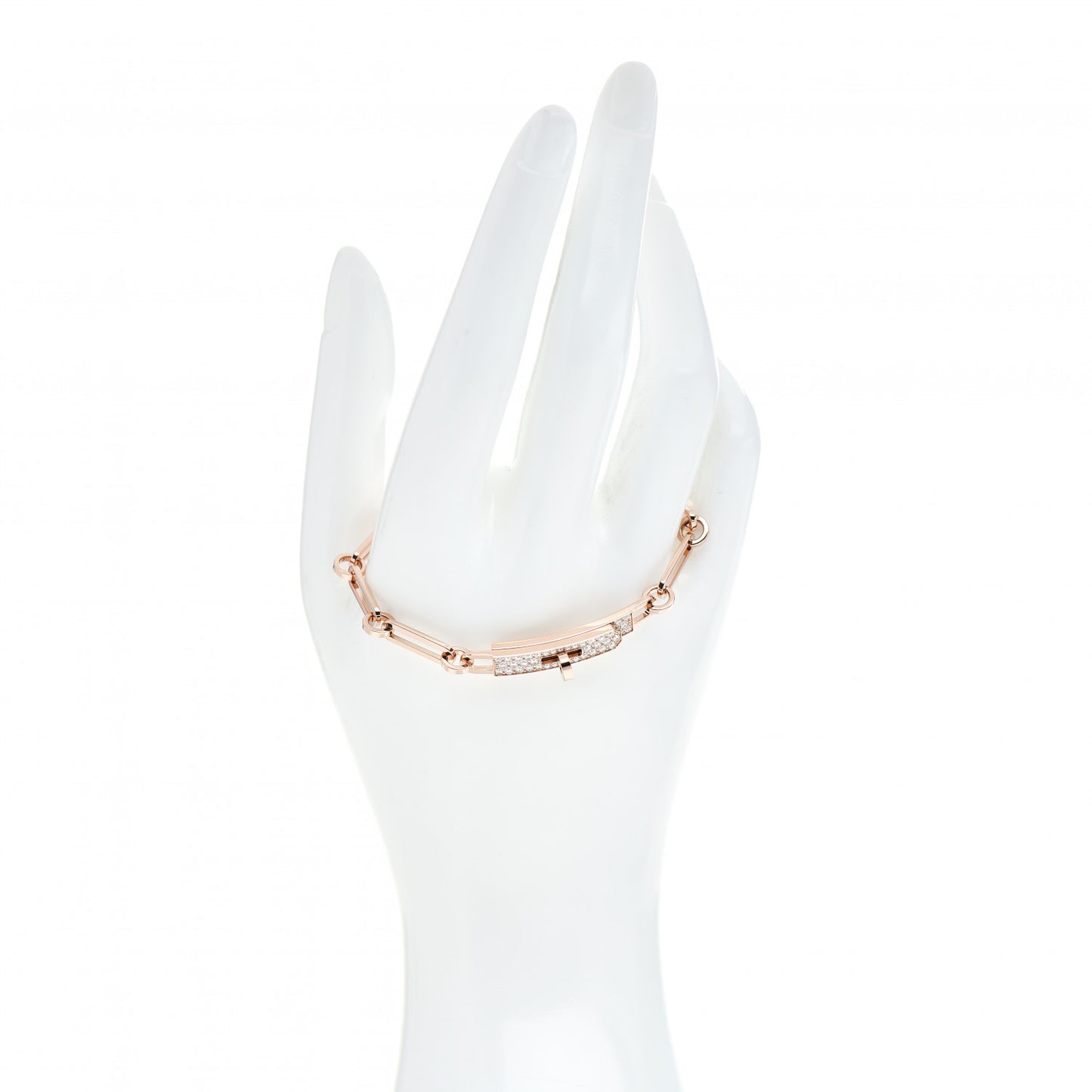 18K Rose Gold Diamond Pave PM Kelly Chaine Bracelet SH
