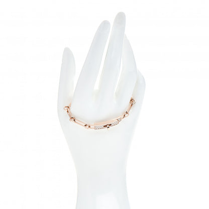 Hermes 18K Rose Gold Diamond Pave PM Kelly Chaine Bracelet SH 2 of 5