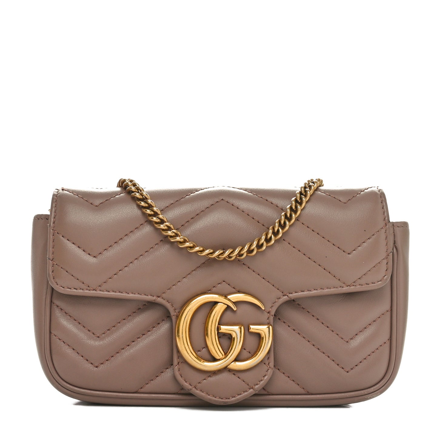 Calfskin Matelasse Super Mini GG Marmont Shoulder Bag Porcelain Rose