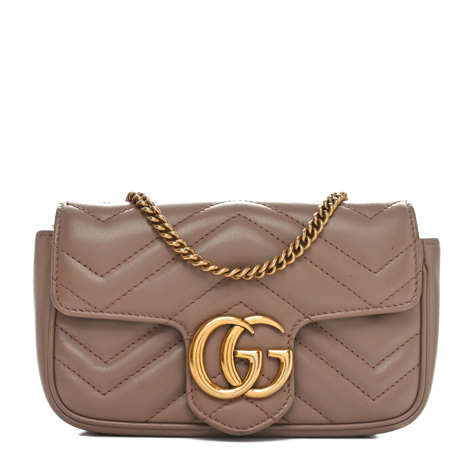 Gucci Calfskin Matelasse Super Mini GG Marmont Shoulder Bag Porcelain Rose 1 of 11