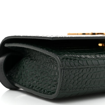 Saint Laurent Calfskin Crocodile Embossed Monogram Kate Belt Bag  Dark Mint 8 of 9