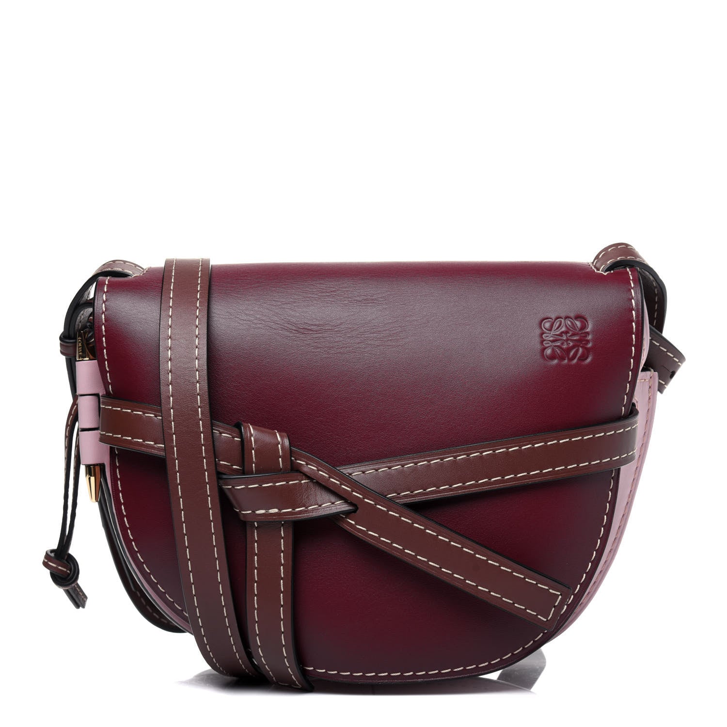 Loewe Calfskin Small Gate Crossbody Bag Wine Pastel Pink 1 of 15