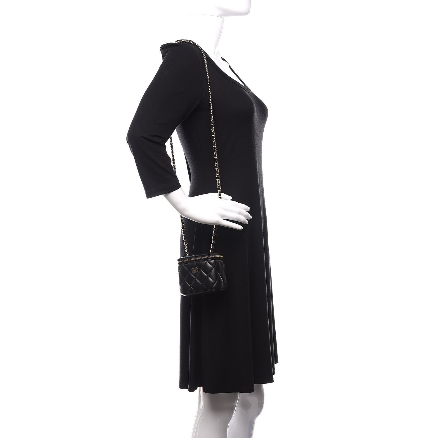 Chanel Lambskin Quilted Mini Vanity Case With Chain Black 2 of 11