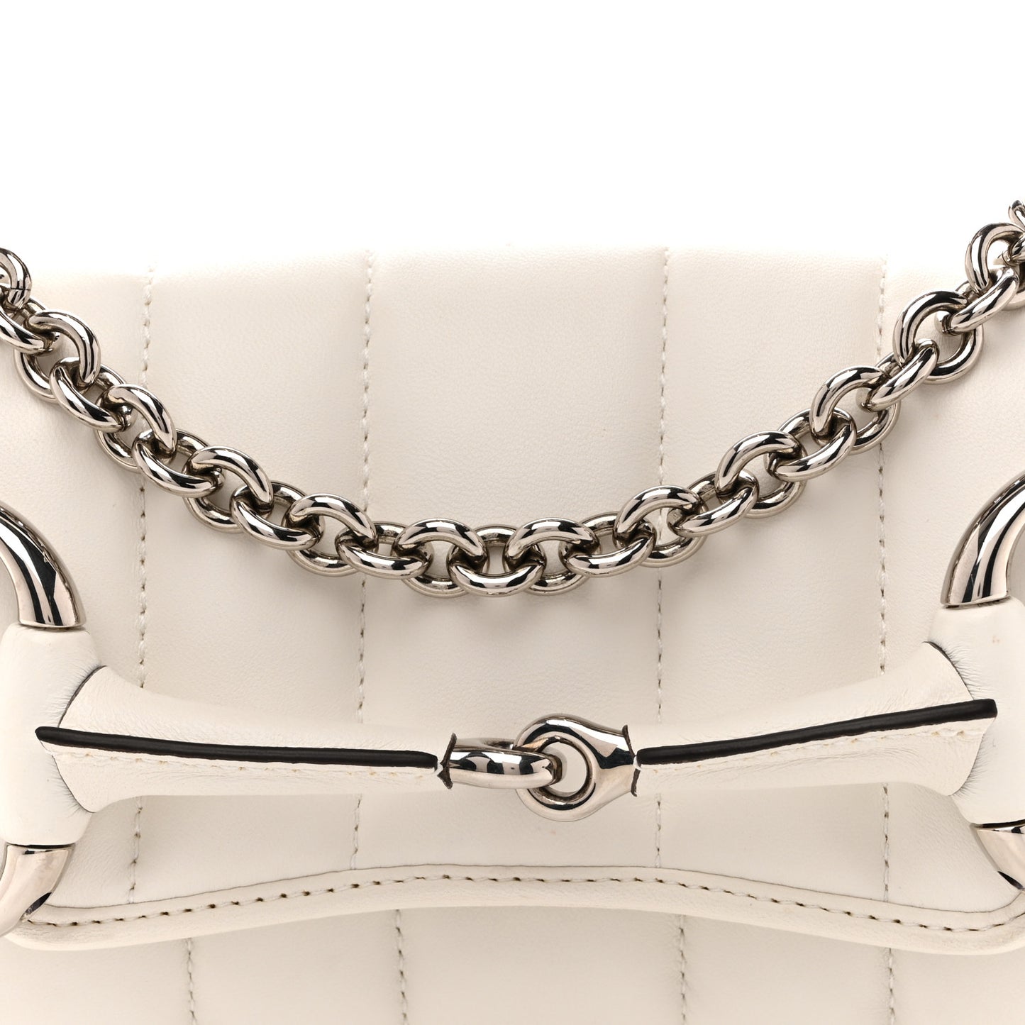 Nappa Vertical Matelasse Small Maxi Horsebit Chain Shoulder Bag Great White