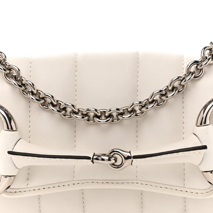 Gucci Nappa Vertical Matelasse Small Maxi Horsebit Chain Shoulder Bag Great White 8 of 15