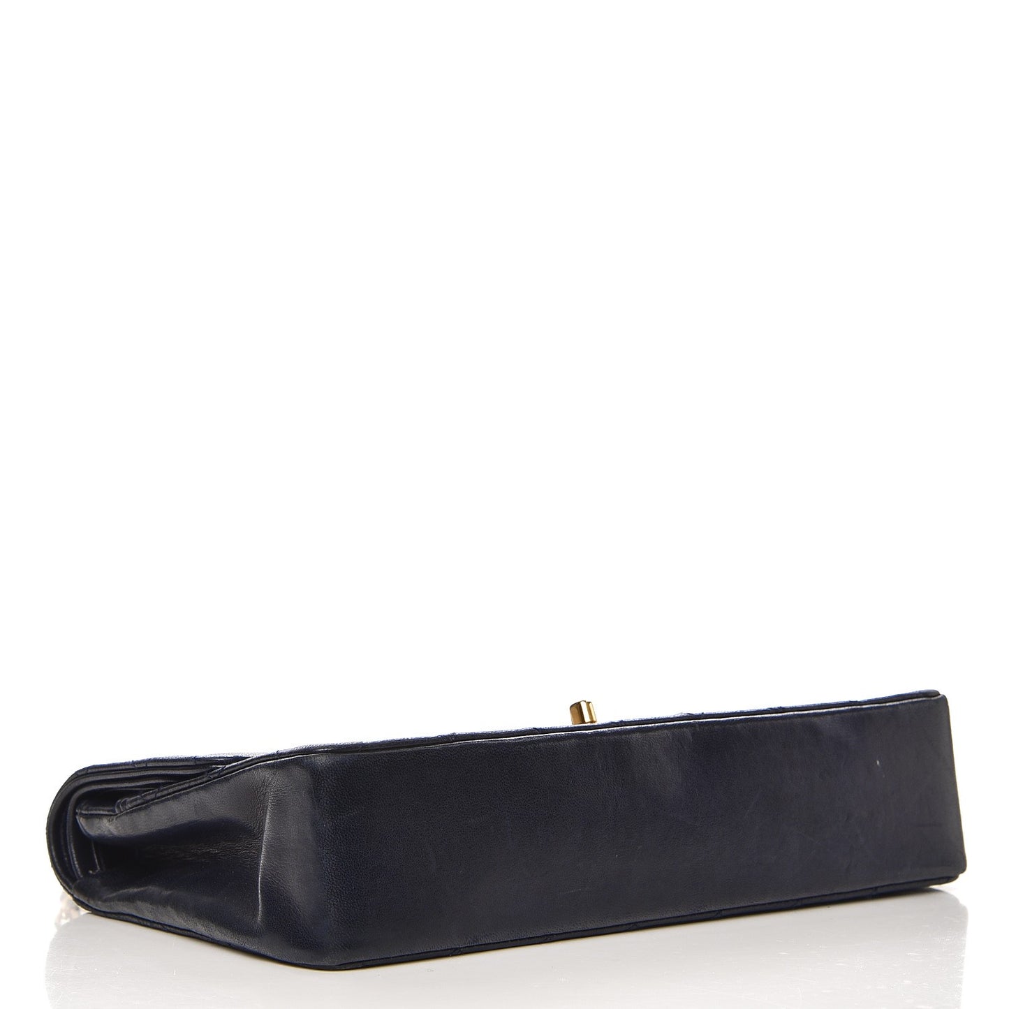 Lambskin Quilted Medium Double Flap Navy
