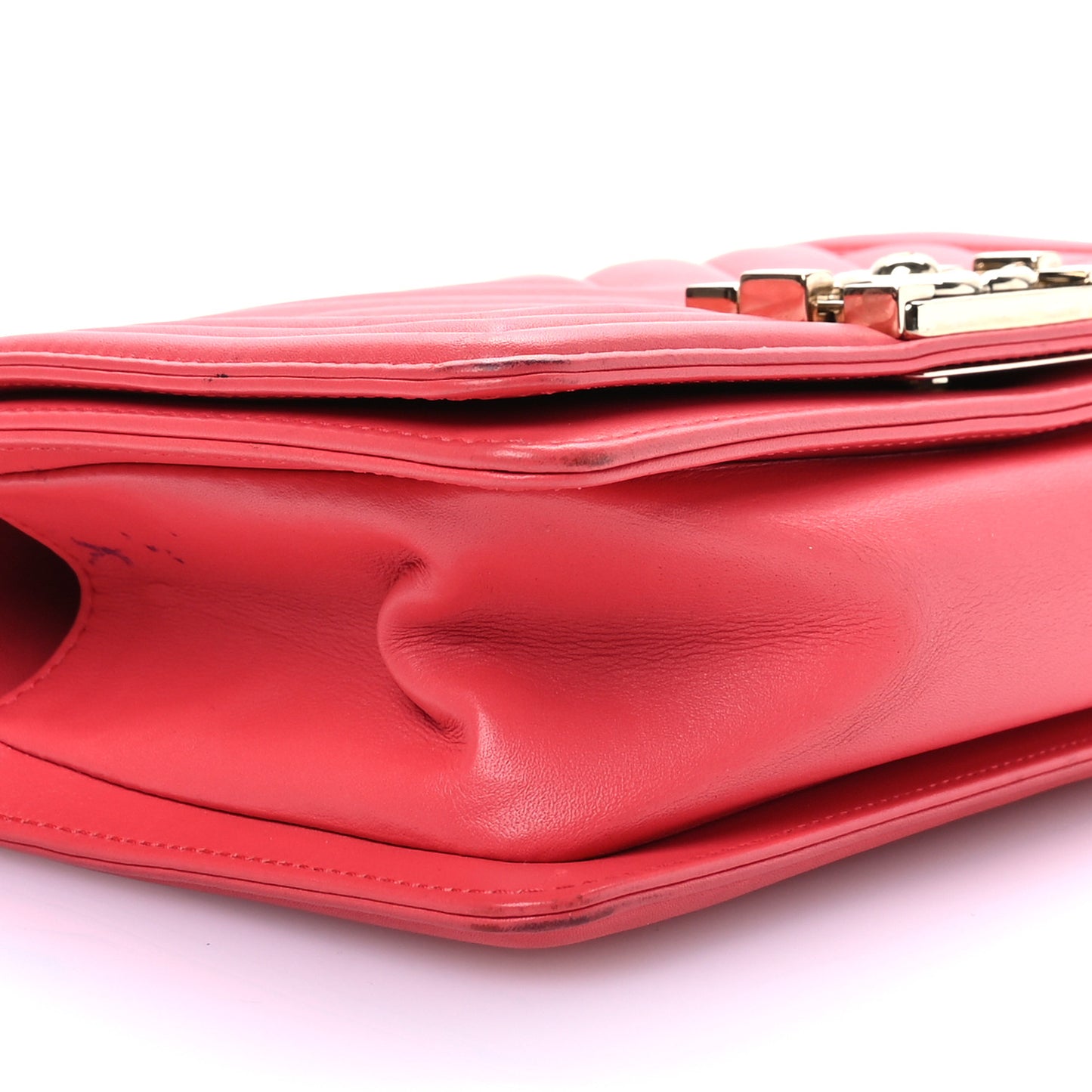 Calfskin Chevron Quilted Small Boy Flap Pink