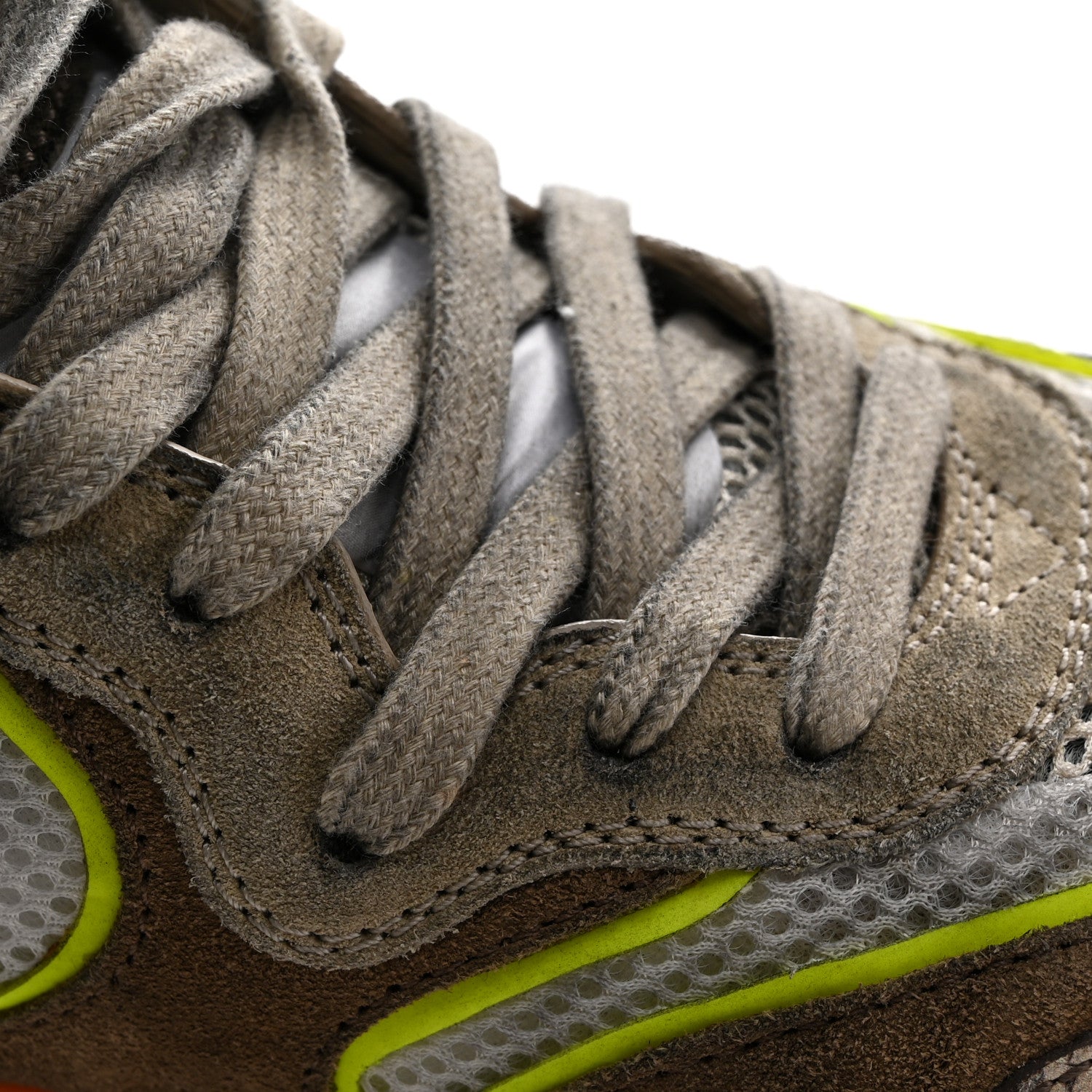 Gucci Suede Calfskin Tejus Printed Mens Ultrapace Sneakers 7.5 Natural Ardesia Neon Yellow 8 of 12