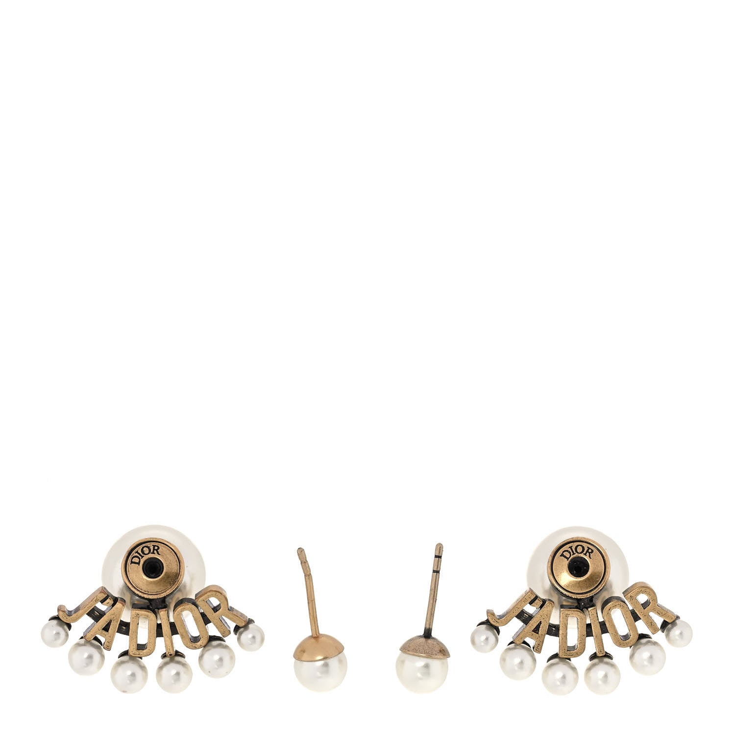 Christian Dior Pearl Crystal J'Adior Earrings Aged Gold 3 of 4