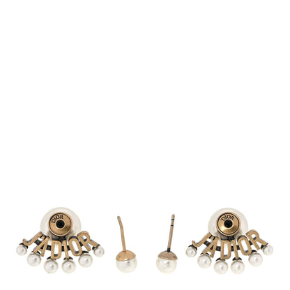 Christian Dior Pearl Crystal J'Adior Earrings Aged Gold 3 of 4
