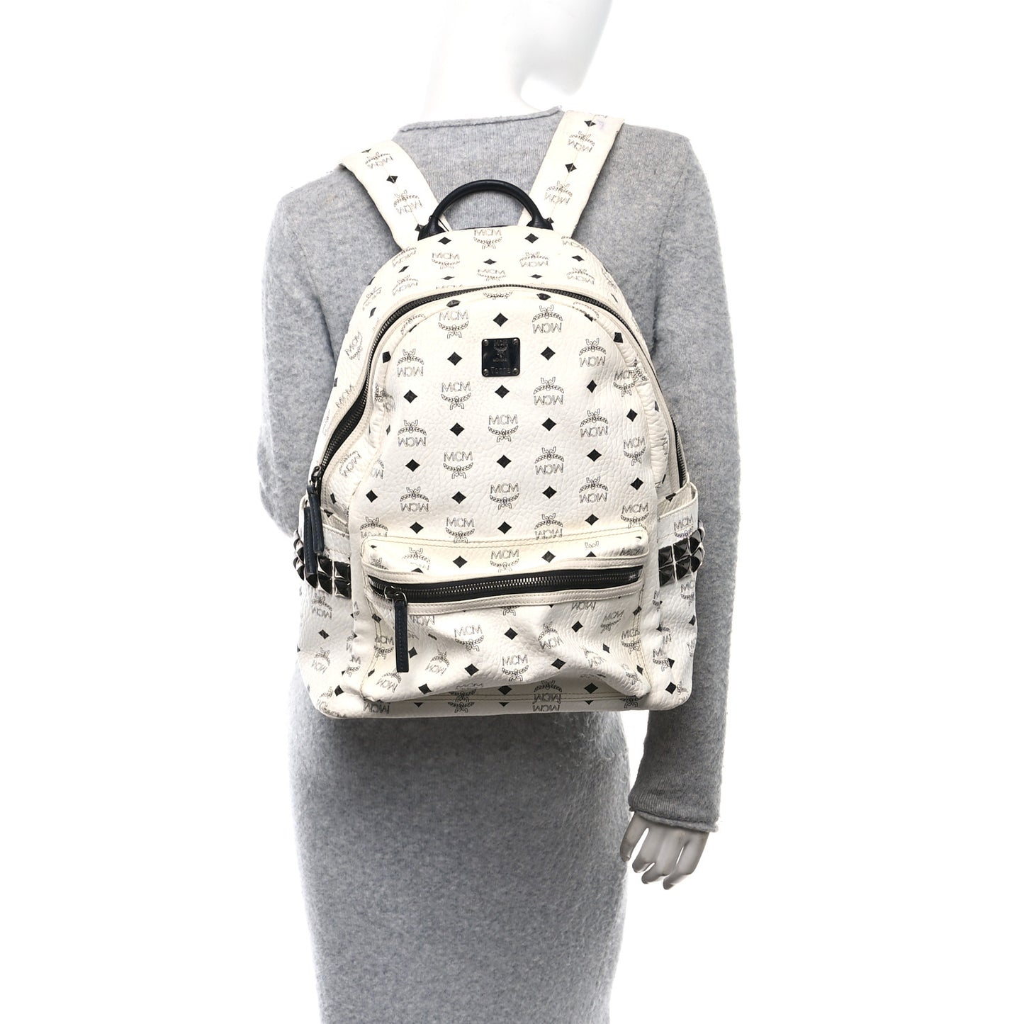Visetos Medium Side Studs Stark Backpack White