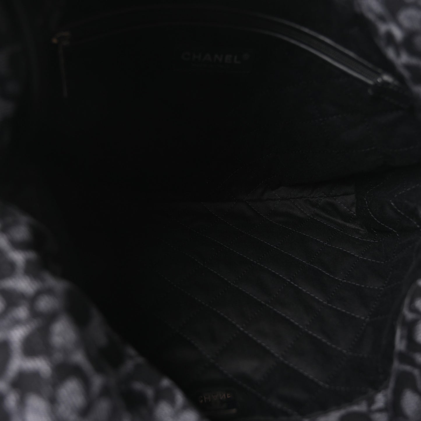 Denim Quilted Floral Print Small Chanel 22 Black