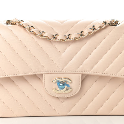 Chanel Caviar Chevron Quilted Small Double Flap Beige 8 of 11