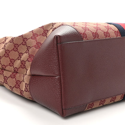 Gucci Monogram Textured Dollar Calfskin Web Medium Ophidia Shopping Tote Sahara Rubino Chardonnay 9 of 10