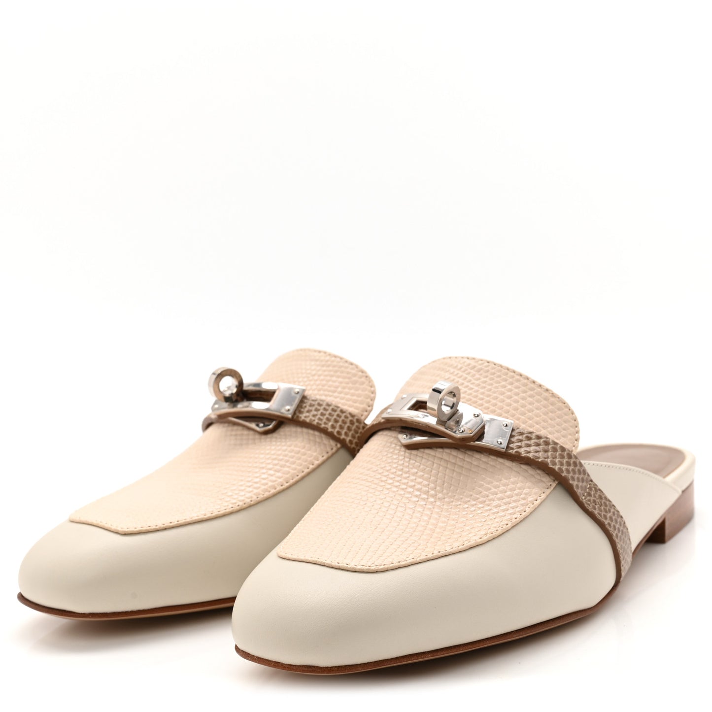 Shiny Lizard Calfskin Oz Mules 36.5