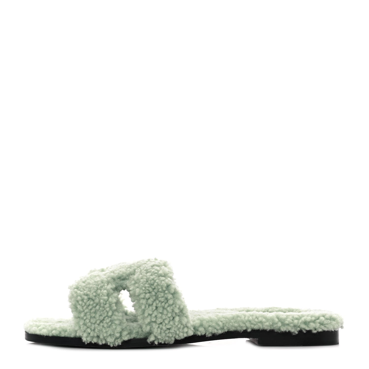 Hermes Woolskin Oran Sandals 39 Vert D’Eau 1 of 7