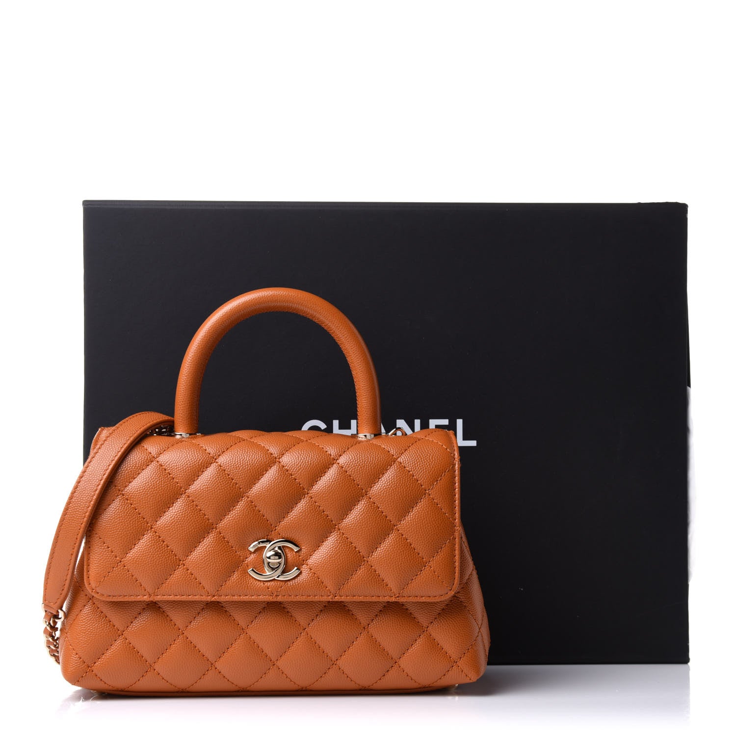 Chanel Caviar Quilted Mini Coco Handle Flap Light Brown 11 of 11