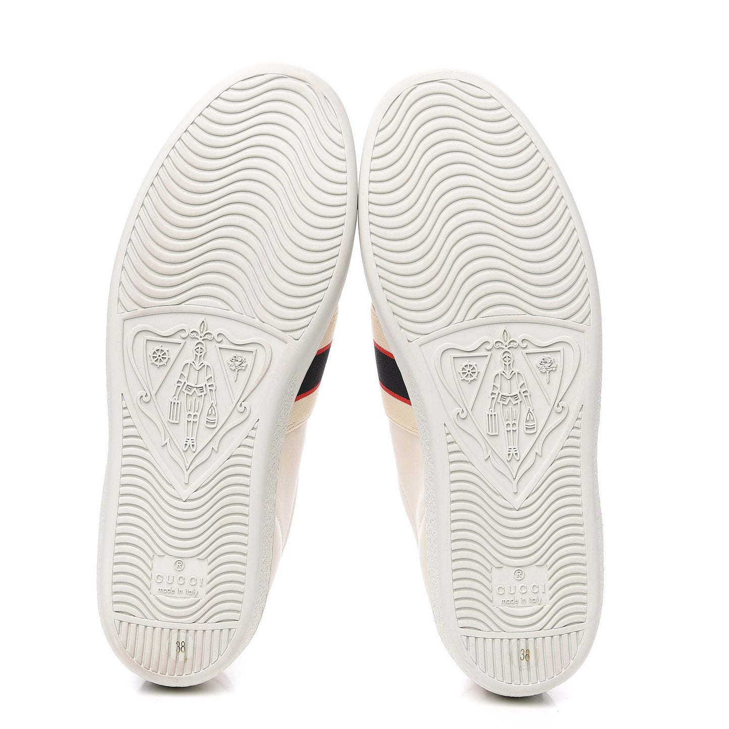 Calfskin Stripe Womens New Ace Sneakers 38 New Mystic White Ecru Red Flame