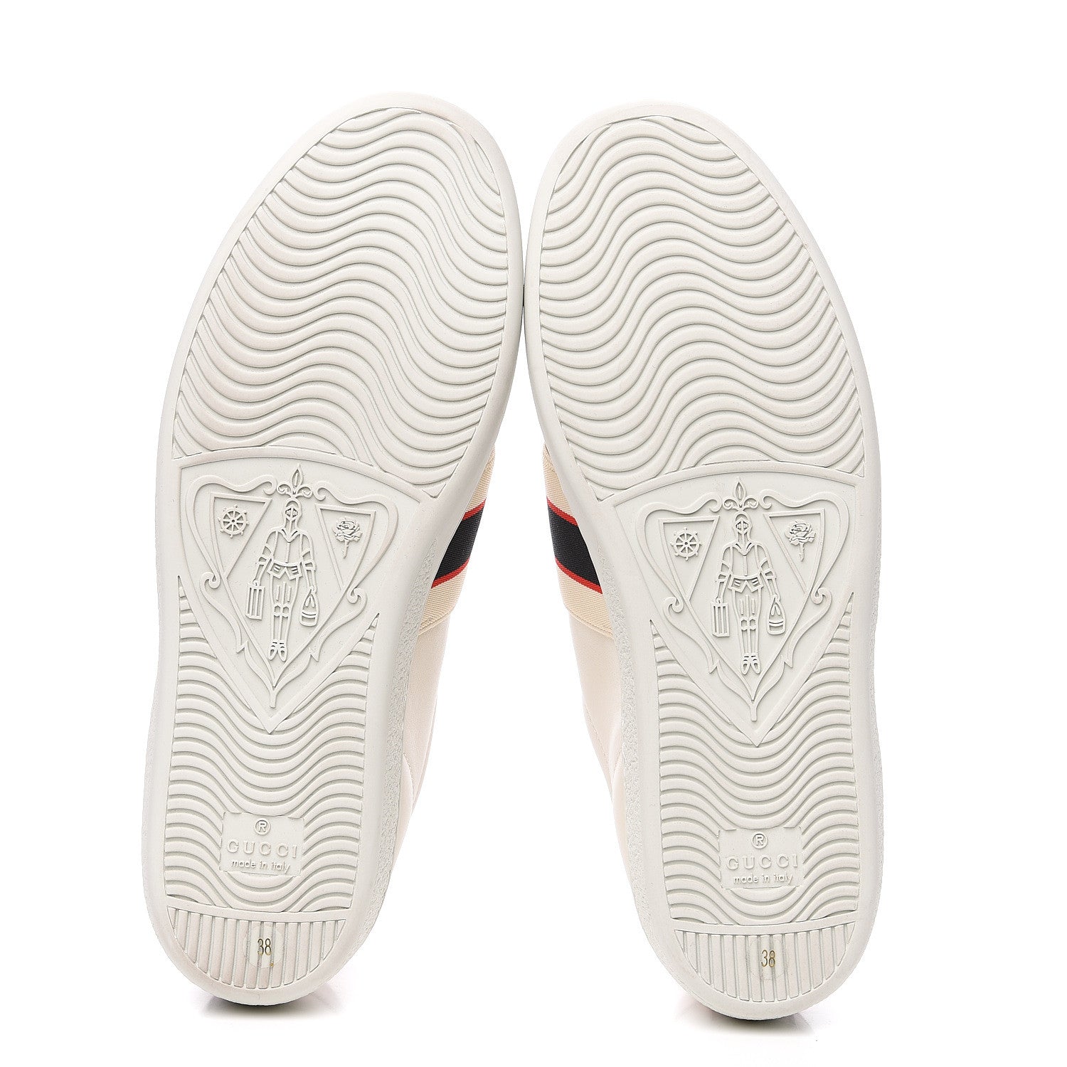 Gucci Calfskin Stripe Womens New Ace Sneakers 38 New Mystic White Ecru Red Flame 5 of 9