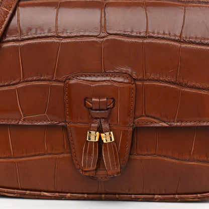 Celine Calfskin Crocodile Embossed Medium Tassel Bag Tan 9 of 13