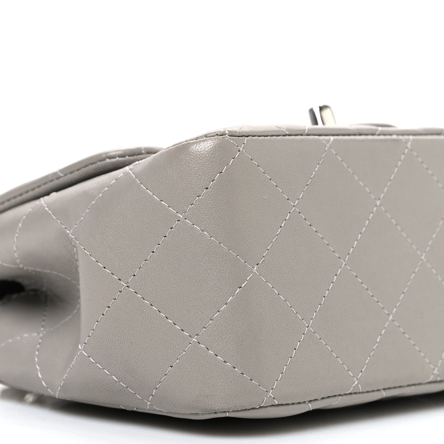 Lambskin Quilted Mini Square Flap Grey