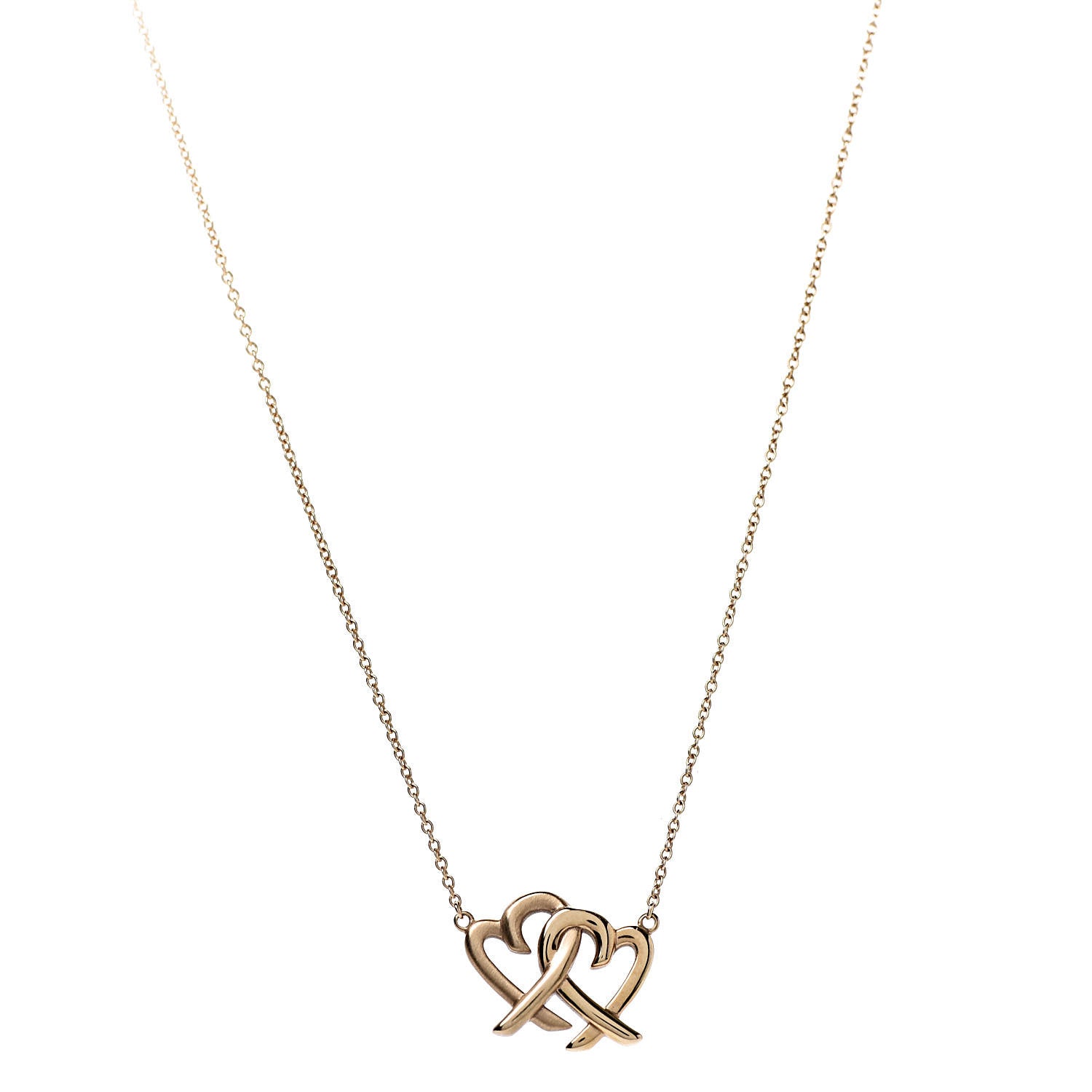 Tiffany 18K Rose Gold Paloma Picasso Loving Heart Interlocking Pendant Necklace 1 of 6