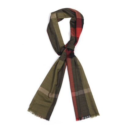 Burberry Wool Silk Giant Check Scarf Green 1 of 3