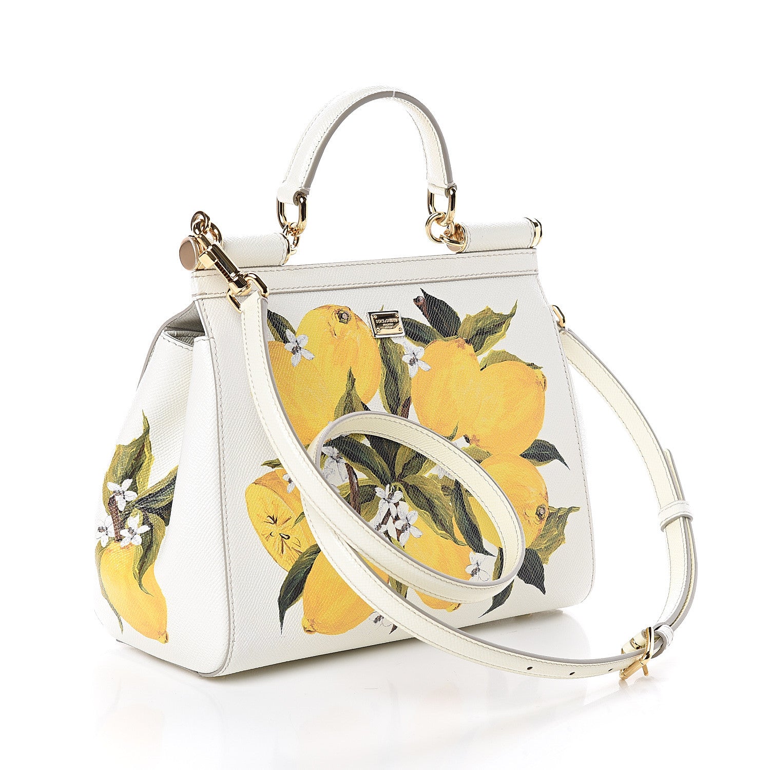 Dolce & Gabbana Dauphine Lemon Print Medium Miss Sicily Satchel White 2 of 8