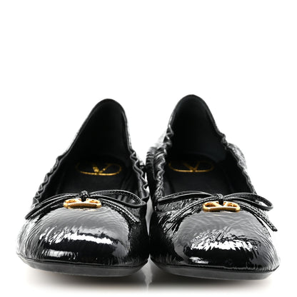 Valentino Garavani Naplack Nappa Vlogo Bow Mary Jane Ballerina Flats 37 Black 3 of 10