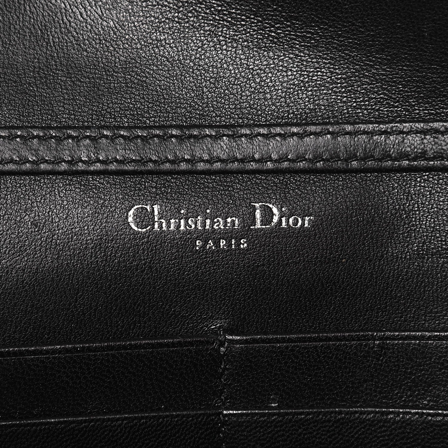 Christian Dior Grained Calfskin Diorama Wallet on Chain Pouch Black 6 of 8