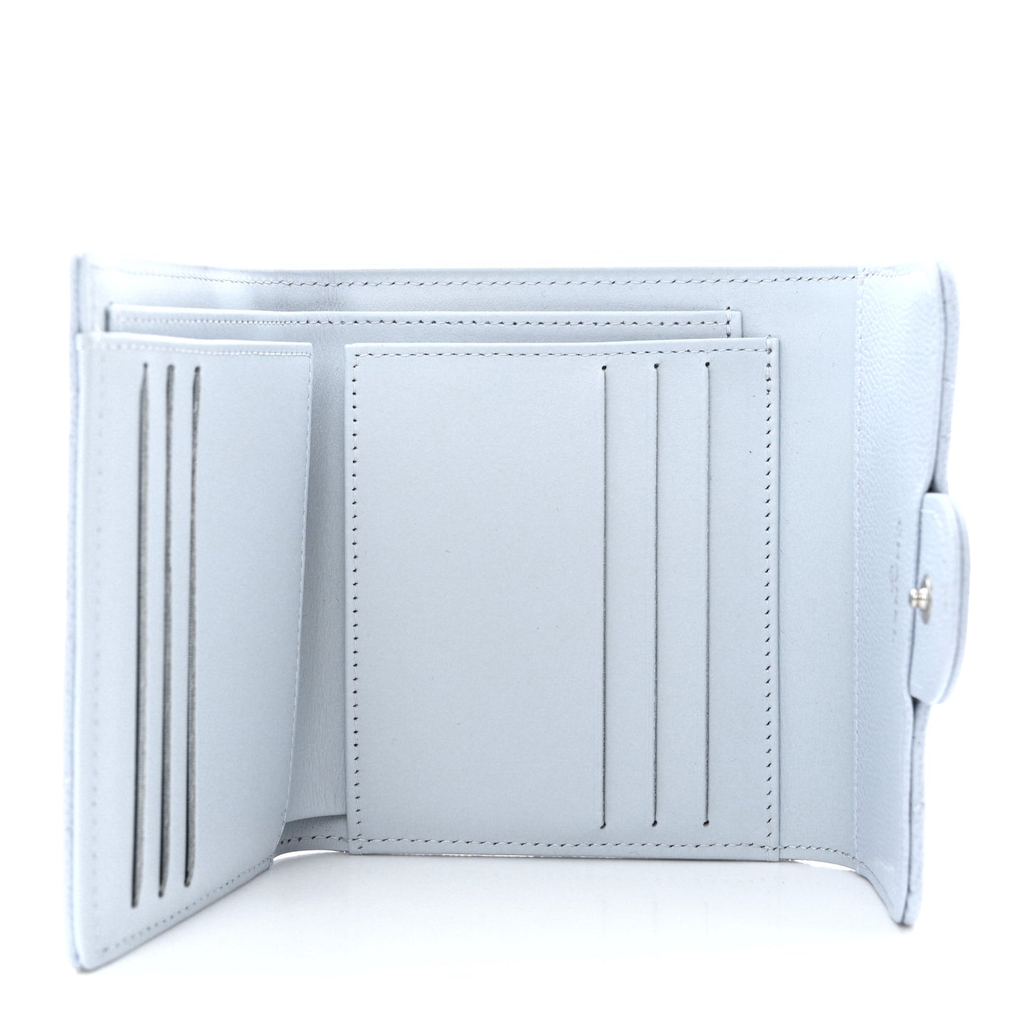 Caviar Quilted Compact Flap Wallet Light Blue