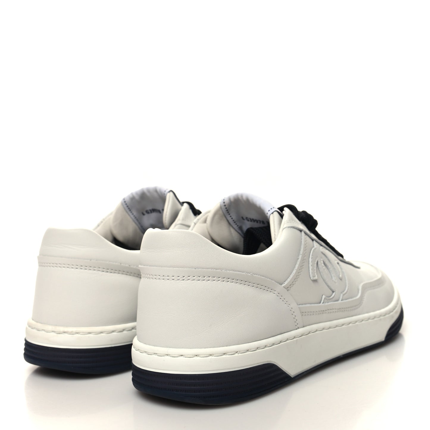 Calfskin CC Womens Sneakers 37.5 White Black