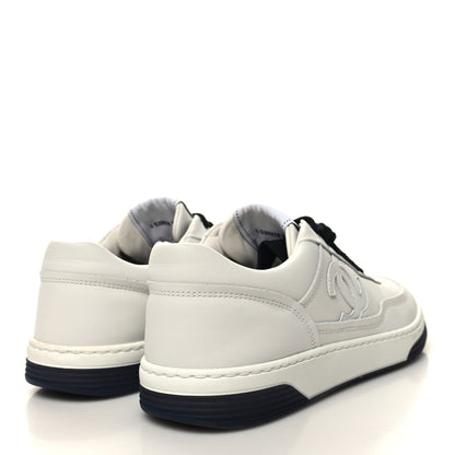 Chanel Calfskin CC Womens Sneakers 37.5 White Black 4 of 8