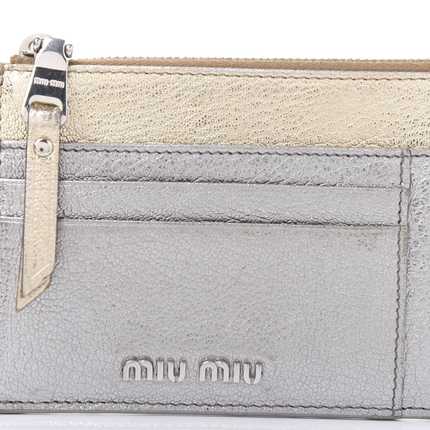 Metallic Madras Colour Zip Card Case Chrome Gold